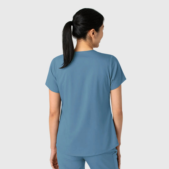 Wink Scrubs Women's 2-Pocket V-Neck Scrub Top Pacific Blue | scrub-supply.com