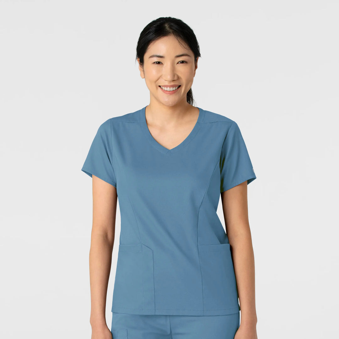 Wink Scrubs Women's 2-Pocket V-Neck Scrub Top Pacific Blue | scrub-supply.com