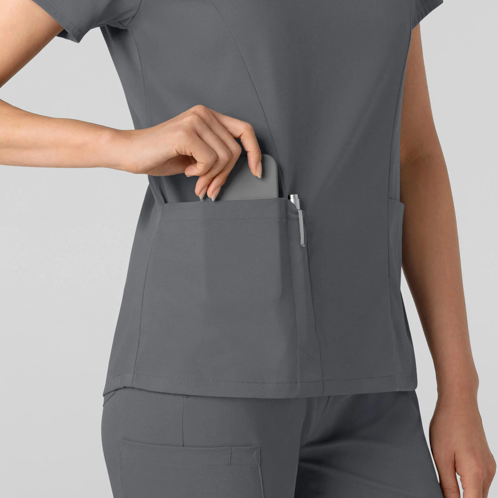 Wink Scrubs Women's 2-Pocket V-Neck Scrub Top Pewter | scrub-supply.com