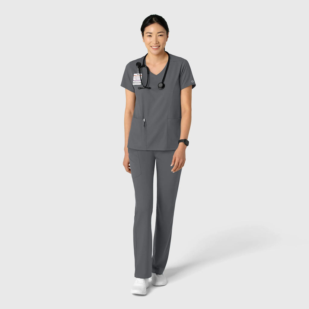 Wink Scrubs Women's 2-Pocket V-Neck Scrub Top Pewter | scrub-supply.com