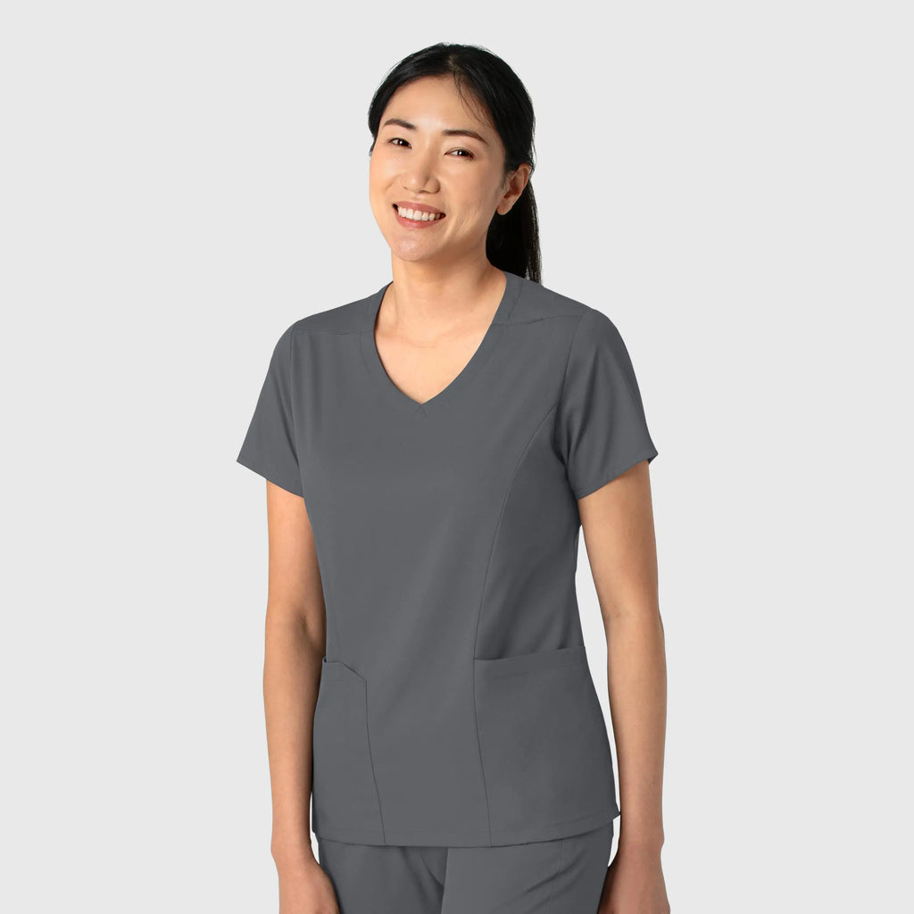 Wink Scrubs Women's 2-Pocket V-Neck Scrub Top Pewter | scrub-supply.com