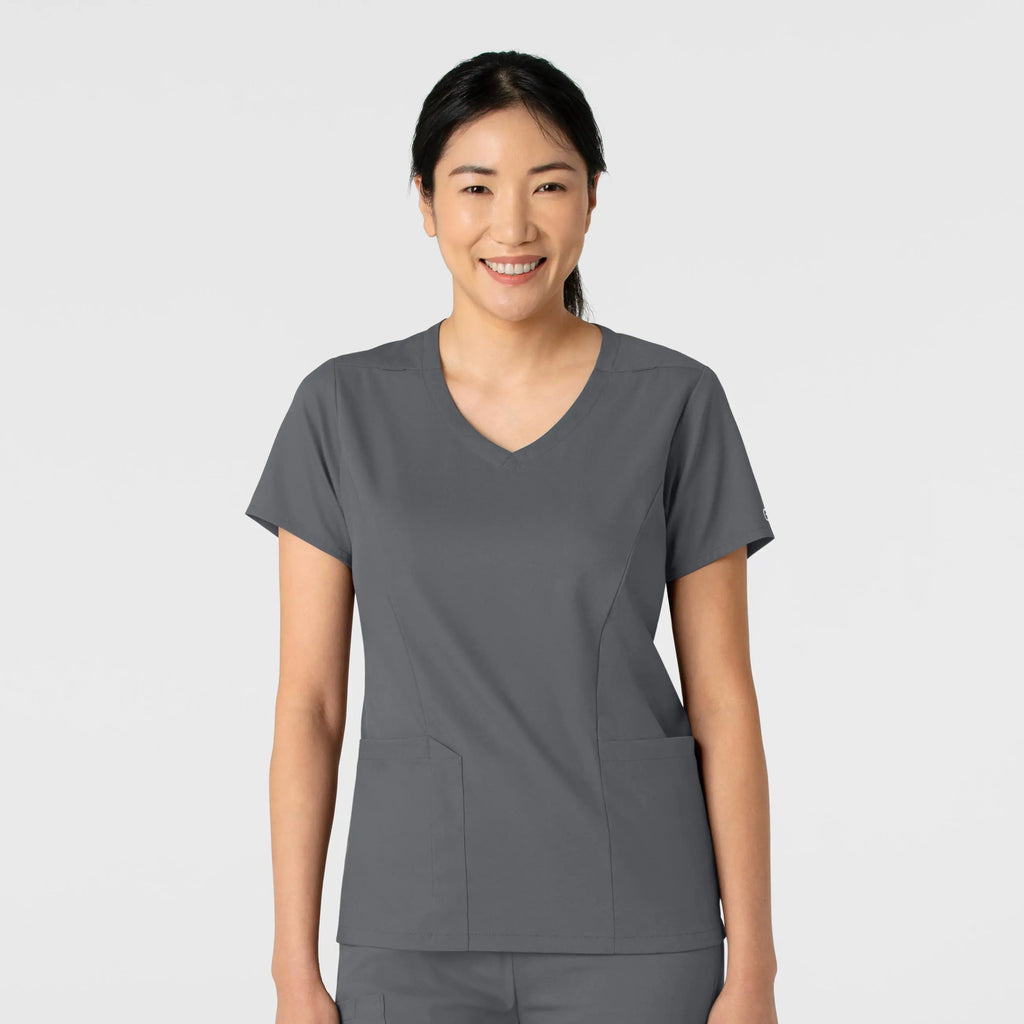 Wink Scrubs Women's 2-Pocket V-Neck Scrub Top Pewter | scrub-supply.com