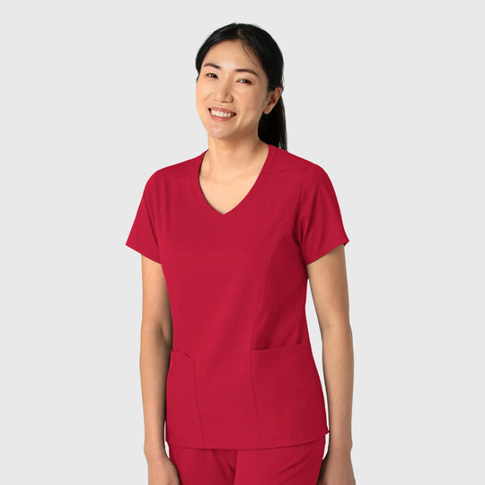 Wink Scrubs Women's 2-Pocket V-Neck Scrub Top Red | scrub-supply.com