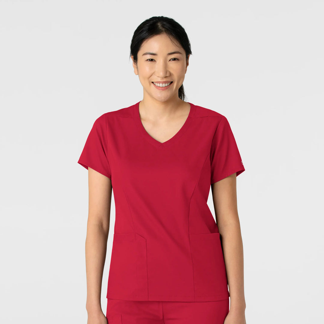 Wink Scrubs Women's 2-Pocket V-Neck Scrub Top Red | scrub-supply.com