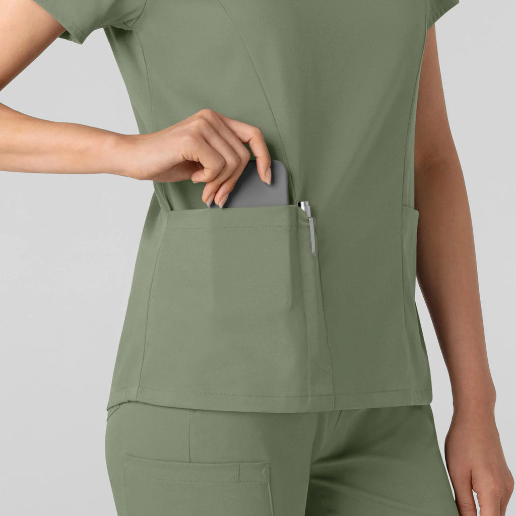 Wink Scrubs Women's 2-Pocket V-Neck Scrub Top Sage | scrub-supply.com