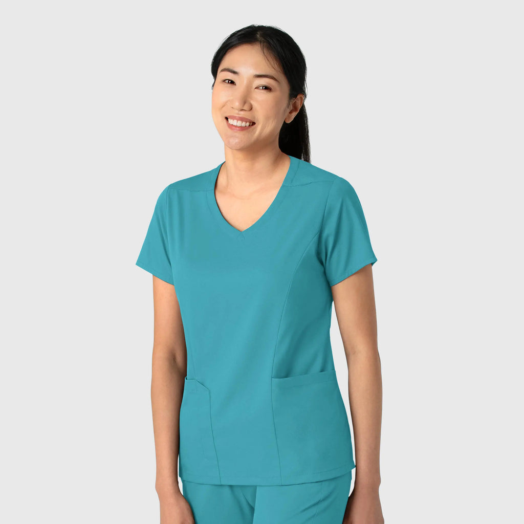 Wink Scrubs Women's 2-Pocket V-Neck Scrub Top Teal | scrub-supply.com