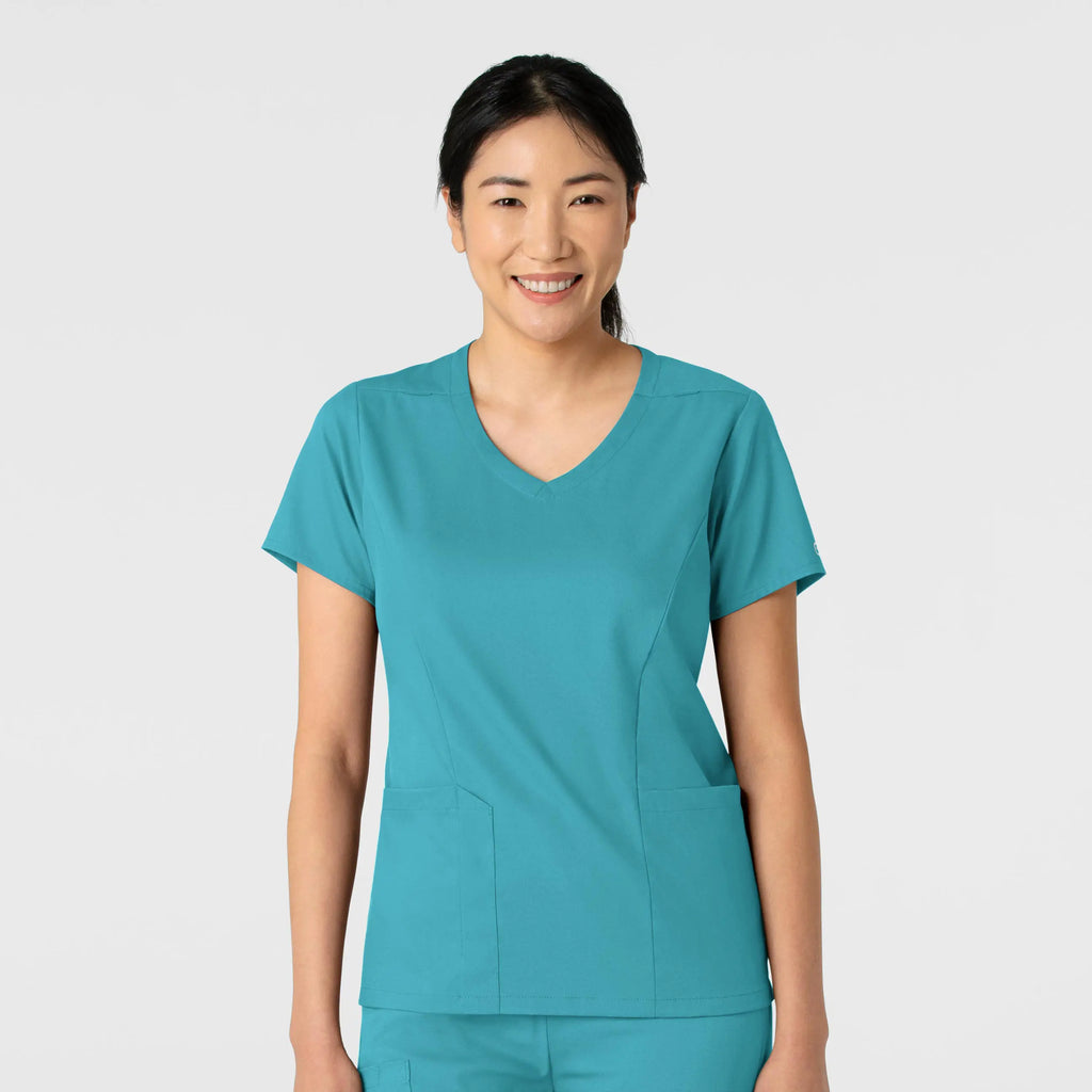 Wink Scrubs Women's 2-Pocket V-Neck Scrub Top Teal | scrub-supply.com