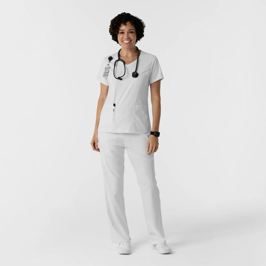 Wink Scrubs Women's 2-Pocket V-Neck Scrub Top White | scrub-supply.com