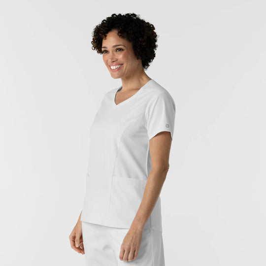 Wink Scrubs Women's 2-Pocket V-Neck Scrub Top White | scrub-supply.com