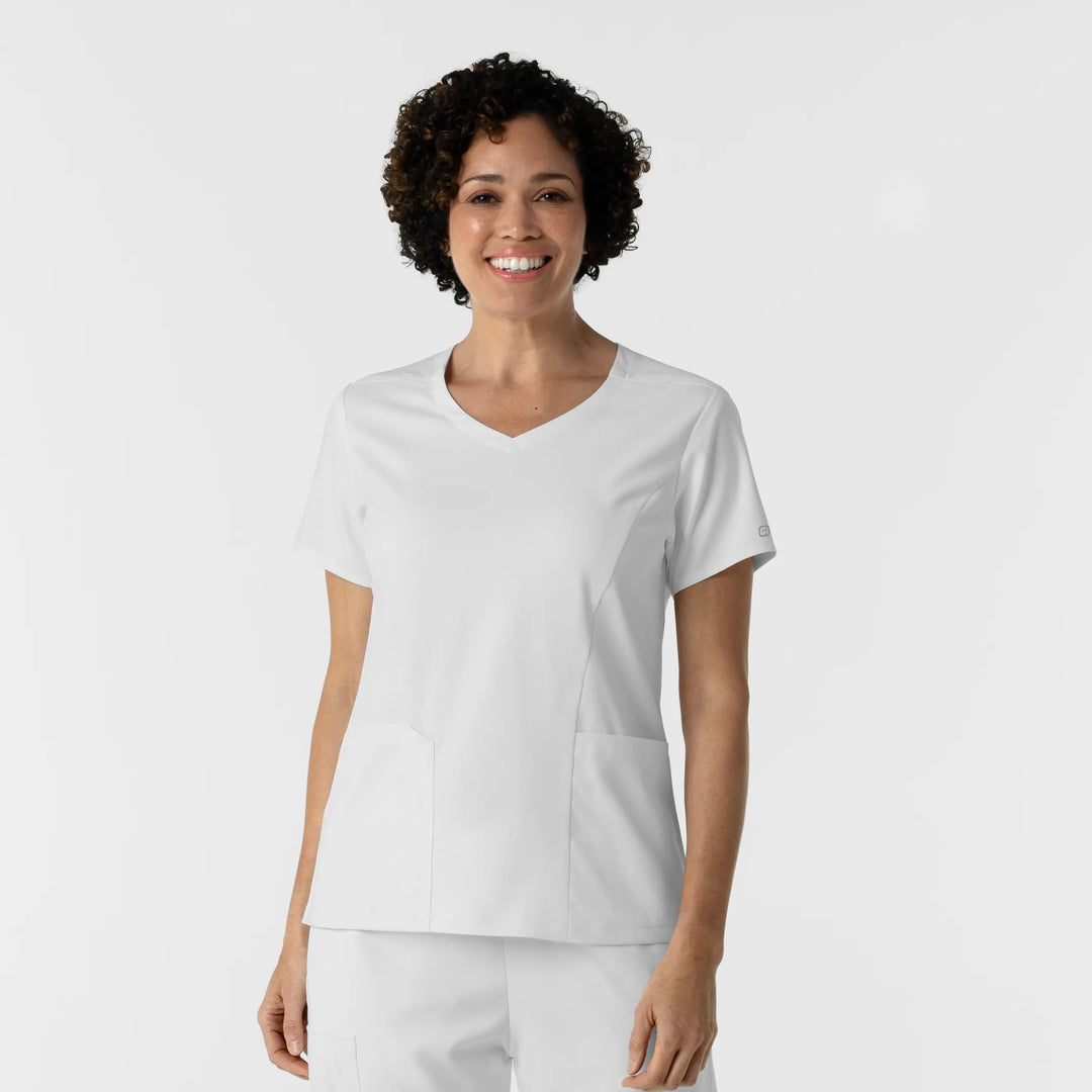 Wink Scrubs Women's 2-Pocket V-Neck Scrub Top White | scrub-supply.com
