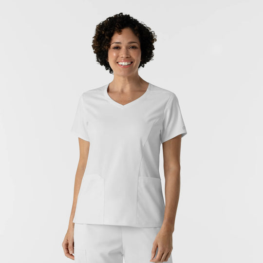 Wink Scrubs Women's 2-Pocket V-Neck Scrub Top White | scrub-supply.com