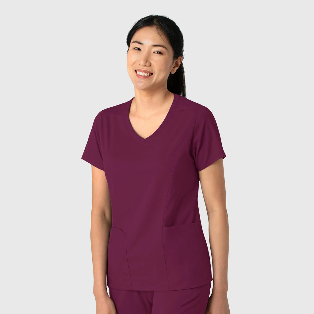 Wink Scrubs Women's 2-Pocket V-Neck Scrub Top Wine | scrub-supply.com