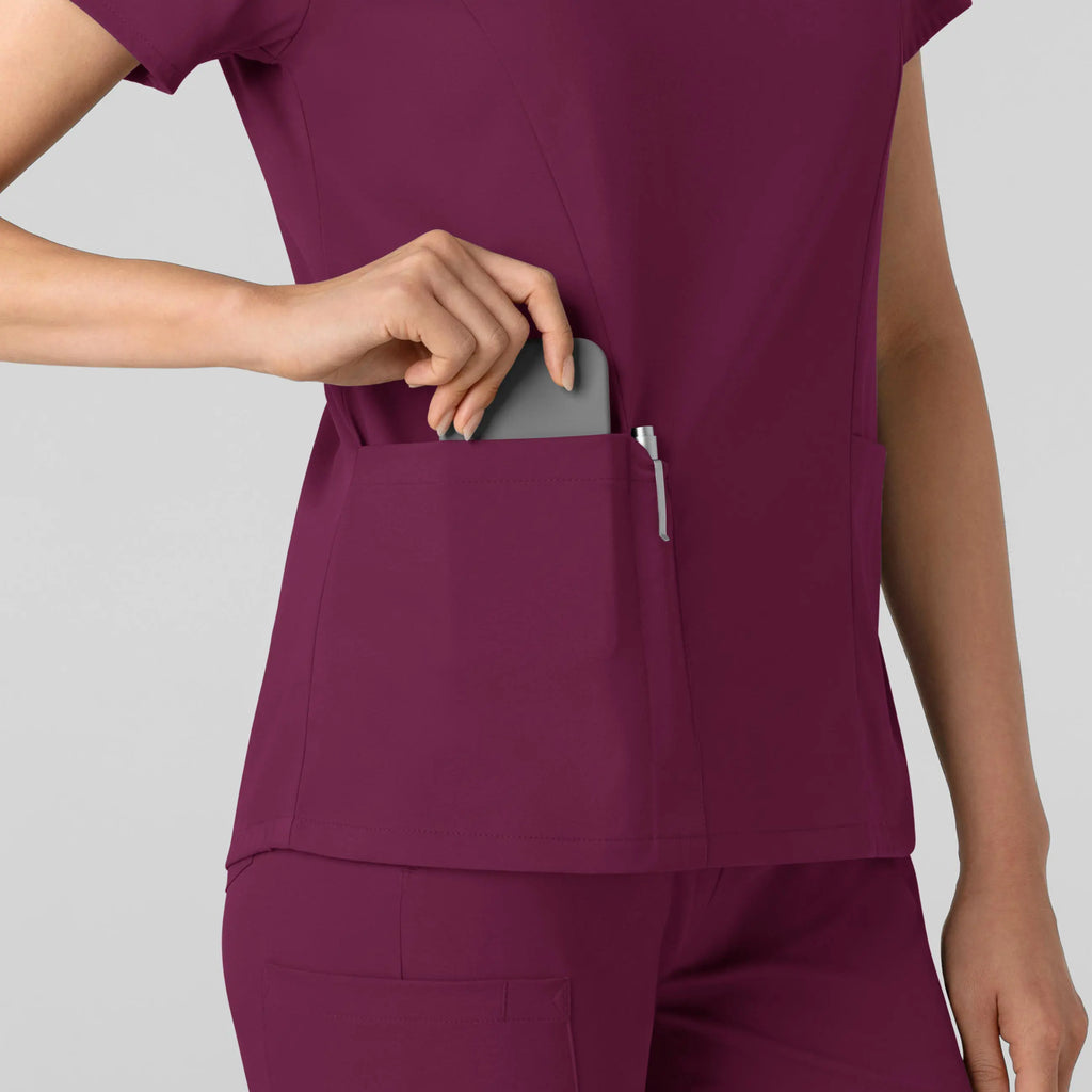 Wink Scrubs Women's 2-Pocket V-Neck Scrub Top Wine | scrub-supply.com