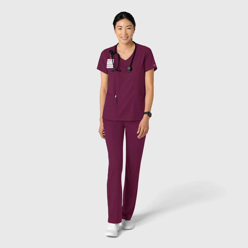 Wink Scrubs Women's 2-Pocket V-Neck Scrub Top Wine | scrub-supply.com