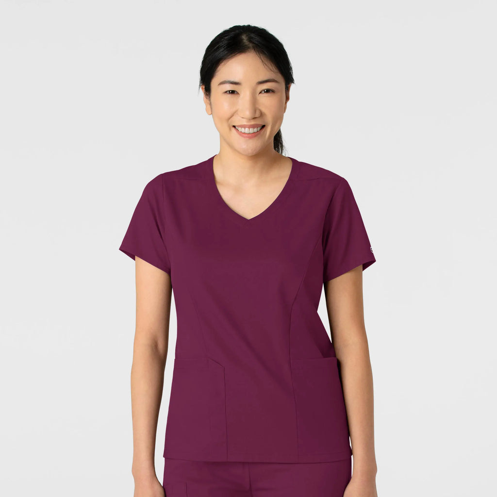 Wink Scrubs Women's 2-Pocket V-Neck Scrub Top Wine | scrub-supply.com