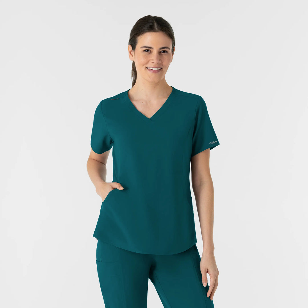 Wink Scrubs Women's V-Neck Scrub Top Caribbean Blue | scrub-supply.com
