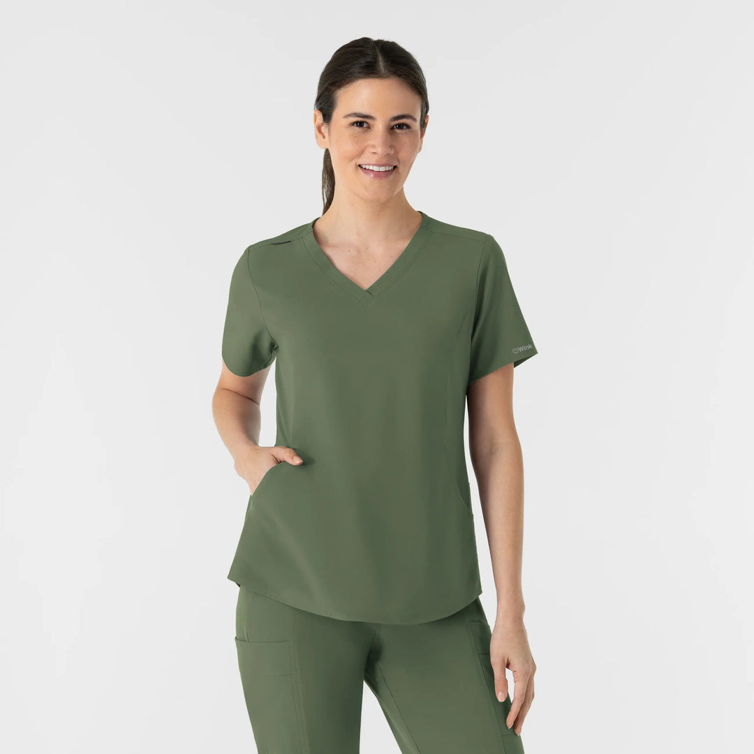 Wink Scrubs Women's V-Neck Scrub Top Olive | scrub-supply.com