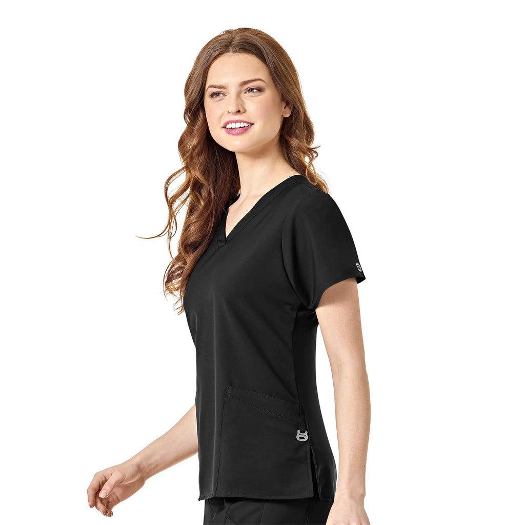 Wink Scrubs Women's Basic V-Neck Scrub Top Black | scrub-supply.com