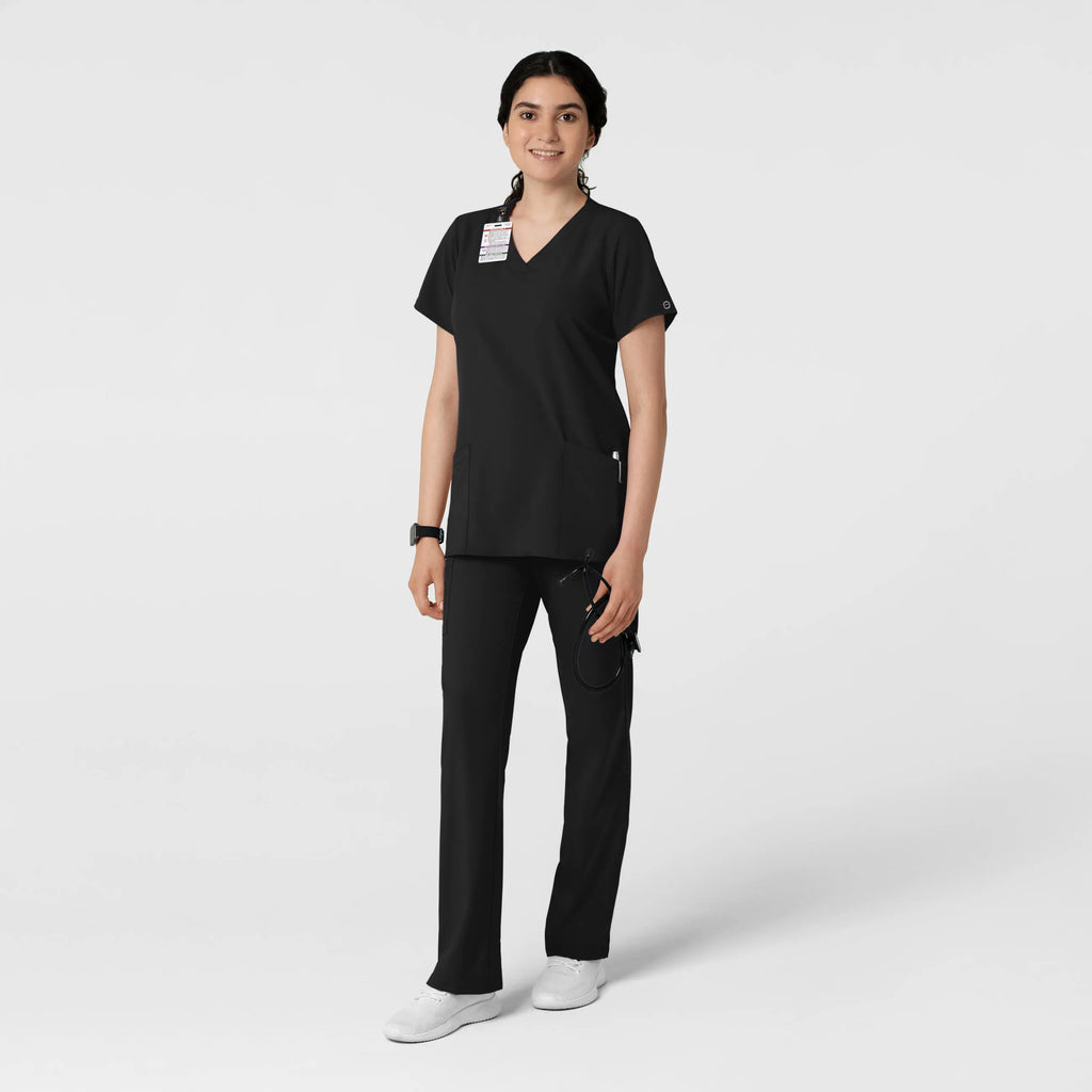 Wink Scrubs Women's Basic V-Neck Scrub Top Black | scrub-supply.com