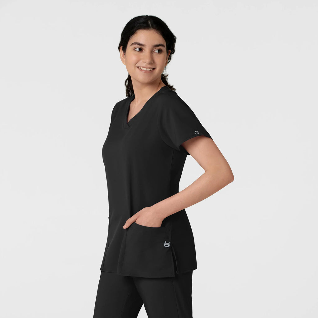 Wink Scrubs Women's Basic V-Neck Scrub Top Black | scrub-supply.com