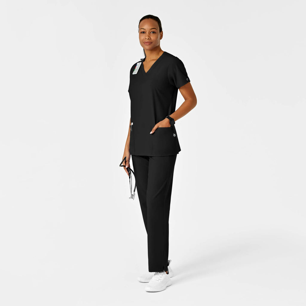 Wink Scrubs Women's Basic V-Neck Scrub Top Black | scrub-supply.com