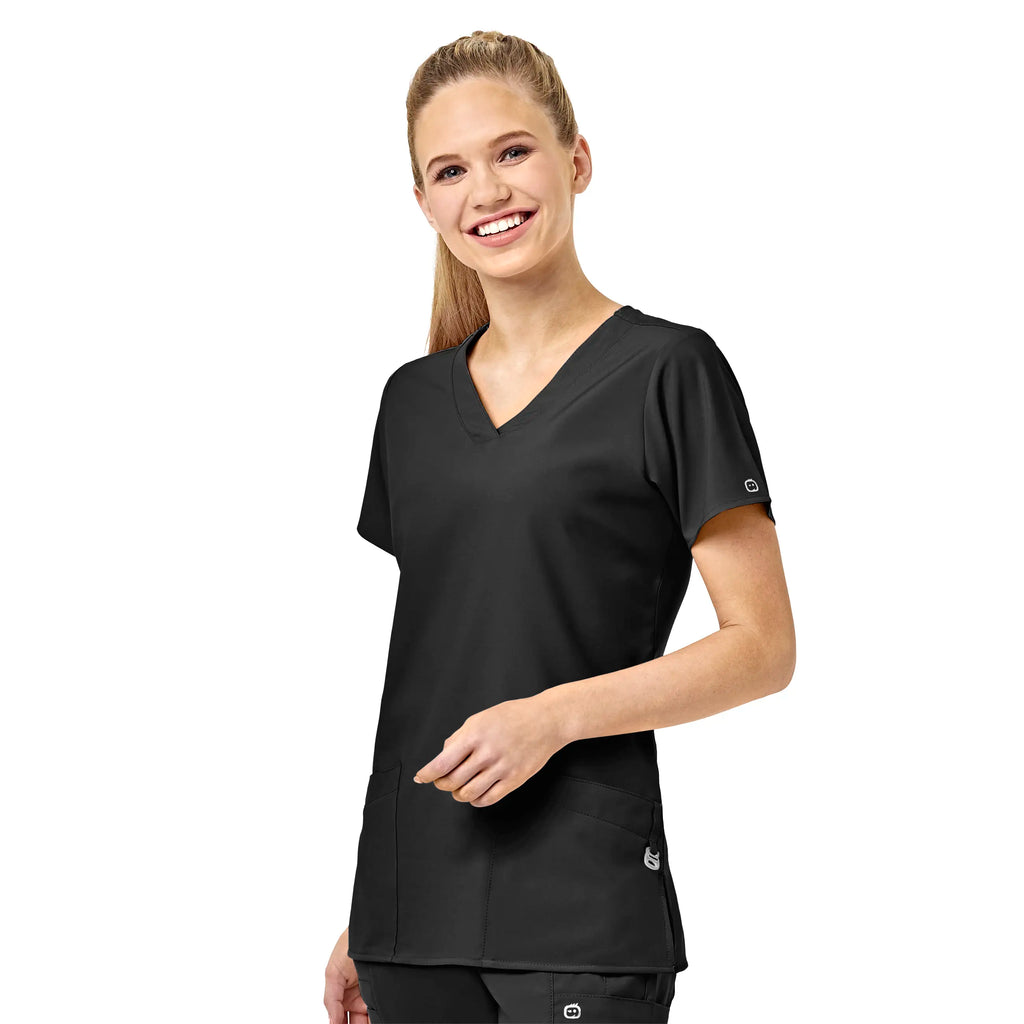 Wink Scrubs Women's Basic V-Neck Scrub Top Black | scrub-supply.com