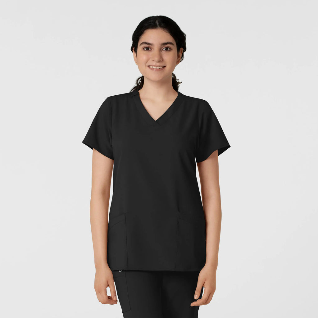 Wink Scrubs Women's Basic V-Neck Scrub Top Black | scrub-supply.com