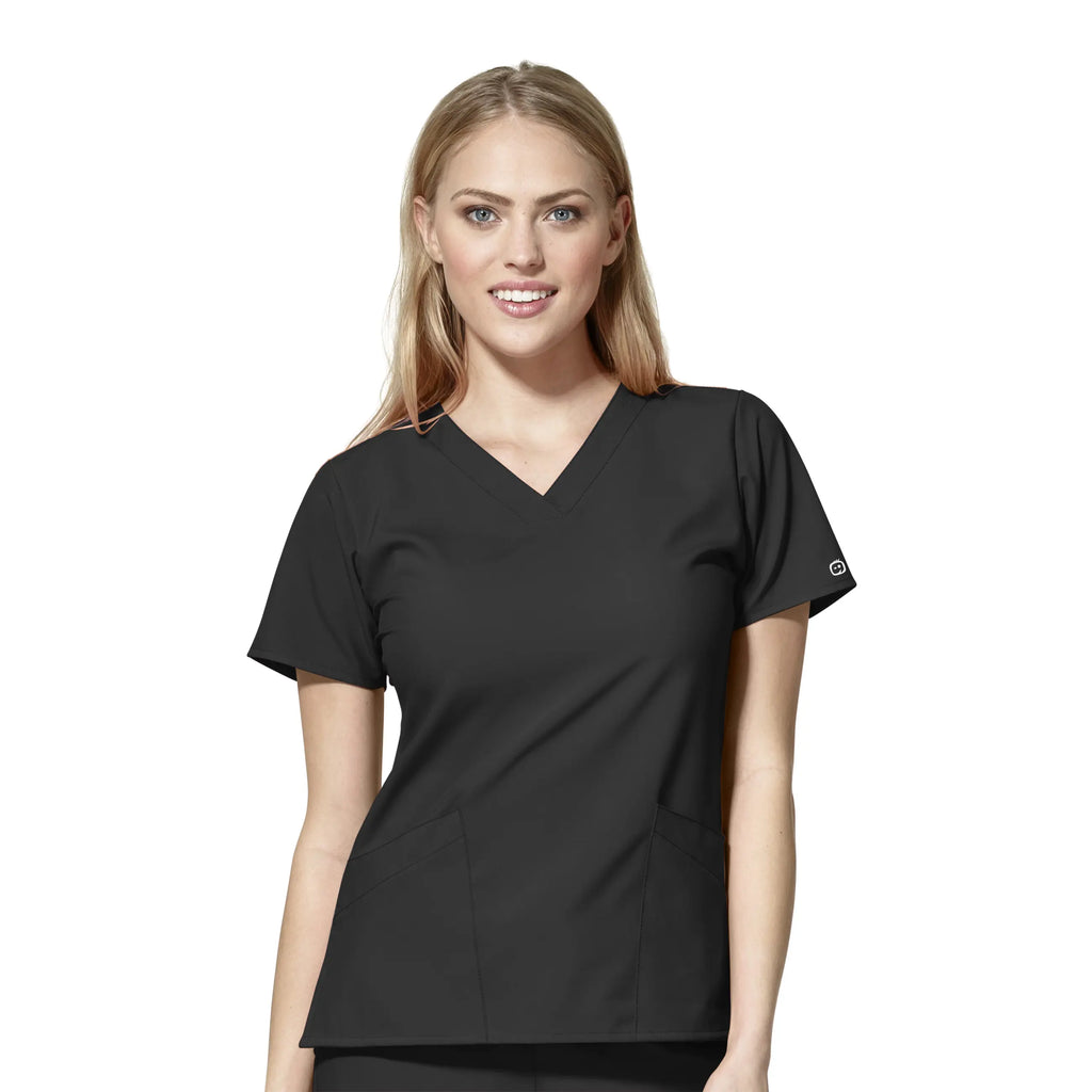 Wink Scrubs Women's Basic V-Neck Scrub Top Black | scrub-supply.com