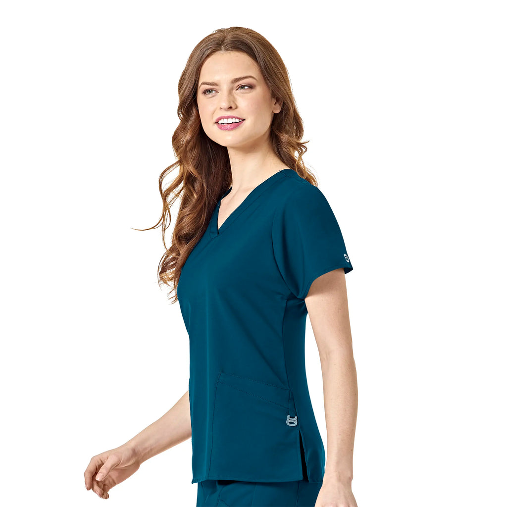 Wink Scrubs Women's Basic V-Neck Scrub Top Caribbean Blue | scrub-supply.com