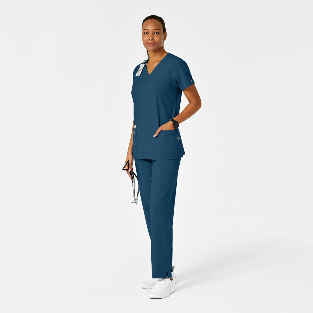 Wink Scrubs Women's Basic V-Neck Scrub Top Caribbean Blue | scrub-supply.com