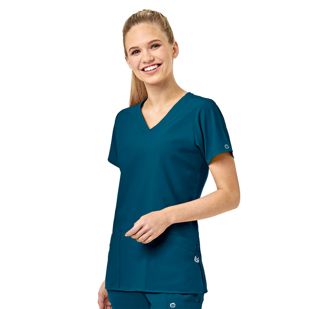 Wink Scrubs Women's Basic V-Neck Scrub Top Caribbean Blue | scrub-supply.com