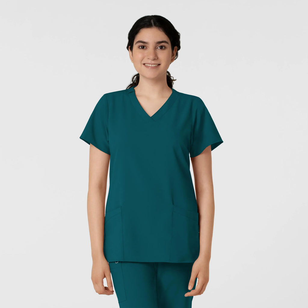 Wink Scrubs Women's Basic V-Neck Scrub Top Caribbean Blue | scrub-supply.com