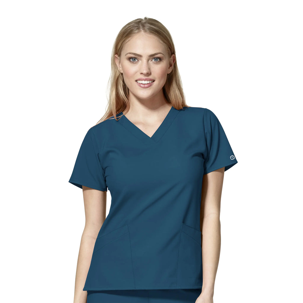 Wink Scrubs Women's Basic V-Neck Scrub Top Caribbean Blue | scrub-supply.com