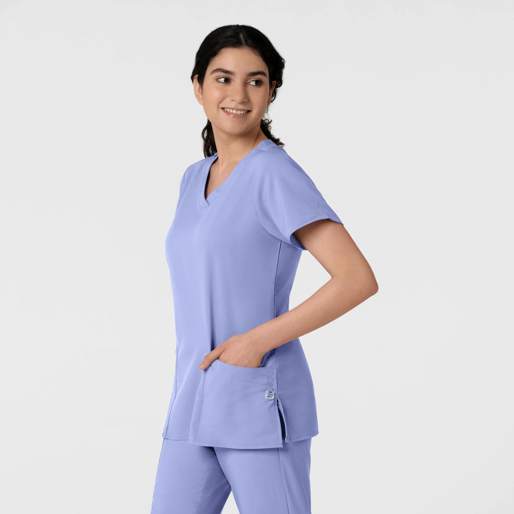 Wink Scrubs Women's Basic V-Neck Scrub Top Ceil Blue | scrub-supply.com