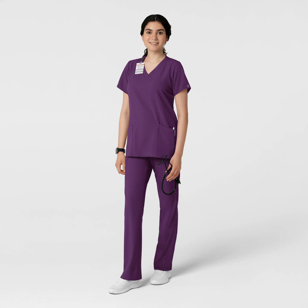 Wink Scrubs Women's Basic V-Neck Scrub Top Eggplant | scrub-supply.com