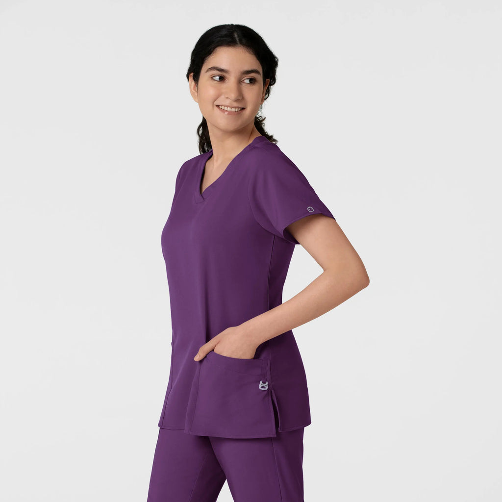 Wink Scrubs Women's Basic V-Neck Scrub Top Eggplant | scrub-supply.com