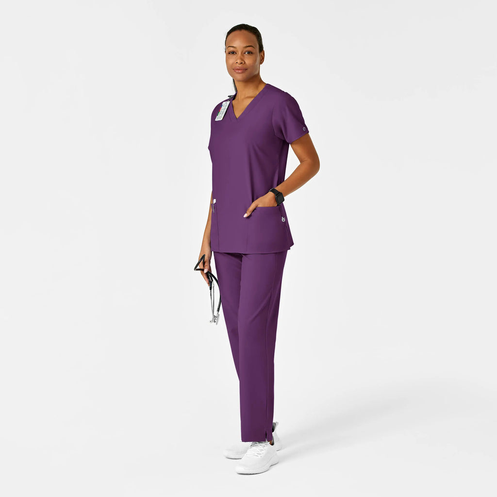 Wink Scrubs Women's Basic V-Neck Scrub Top Eggplant | scrub-supply.com