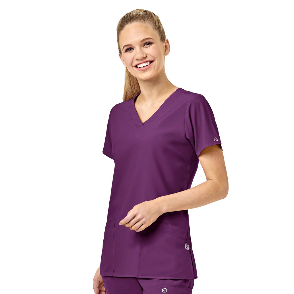 Wink Scrubs Women's Basic V-Neck Scrub Top Eggplant | scrub-supply.com