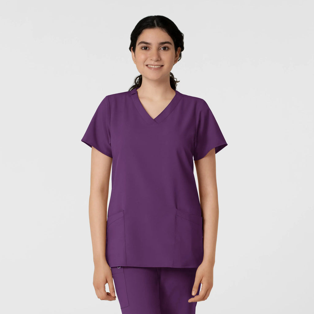 Wink Scrubs Women's Basic V-Neck Scrub Top Eggplant | scrub-supply.com