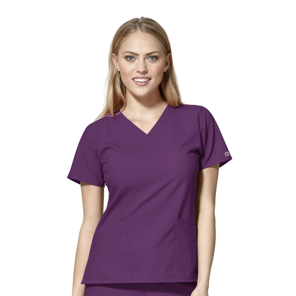 Wink Scrubs Women's Basic V-Neck Scrub Top Eggplant | scrub-supply.com