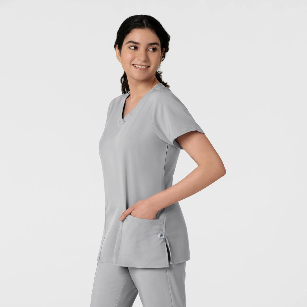 Wink Scrubs Women's Basic V-Neck Scrub Top Grey | scrub-supply.com