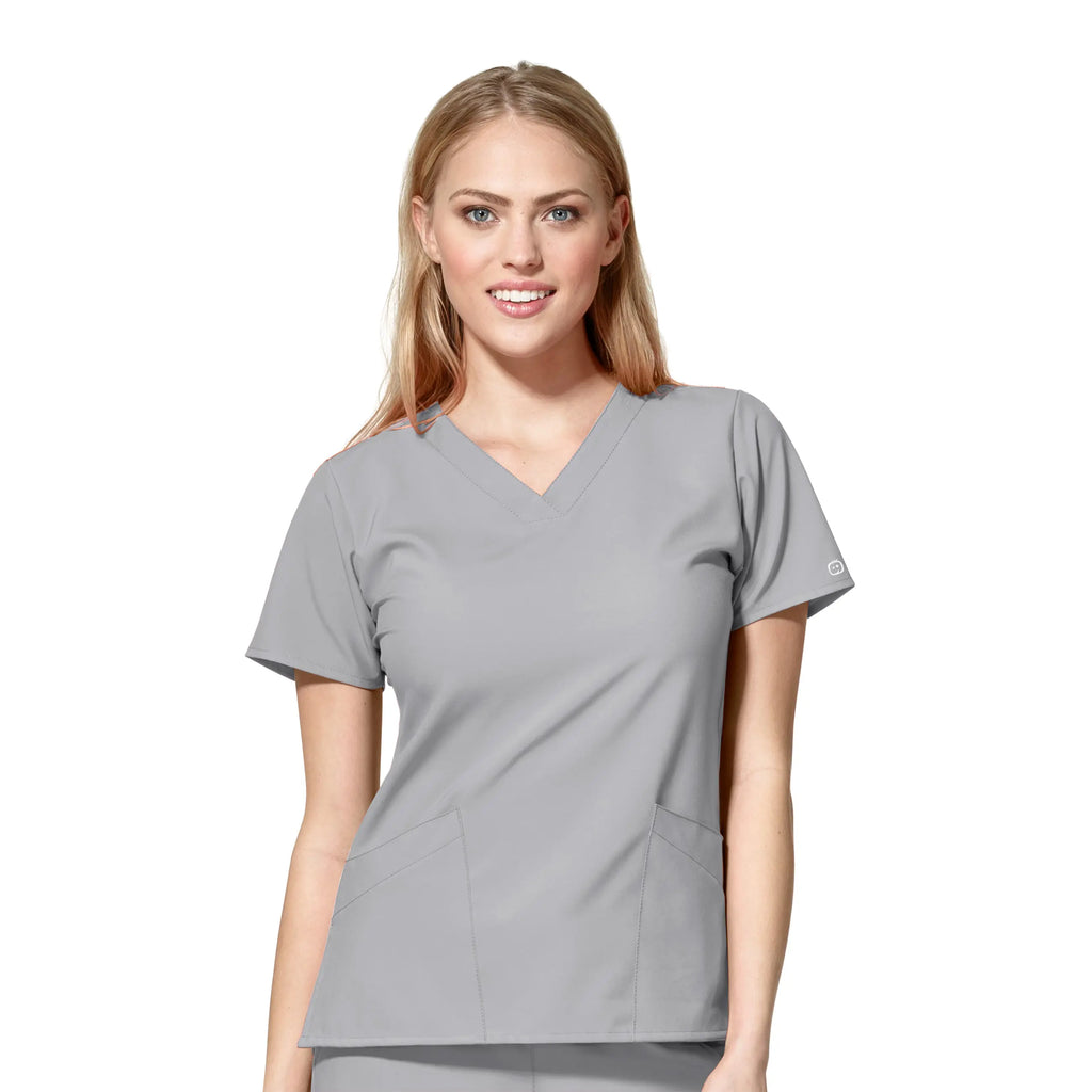 Wink Scrubs Women's Basic V-Neck Scrub Top Grey | scrub-supply.com