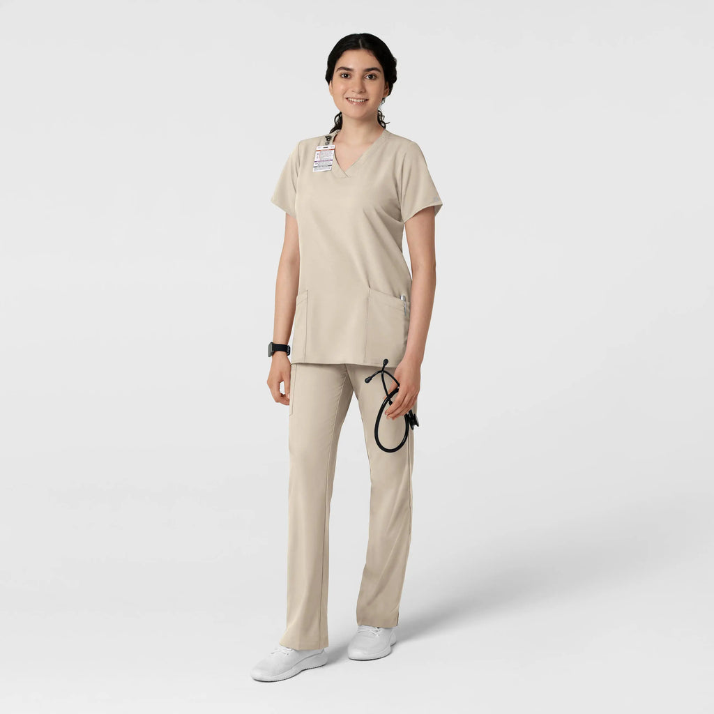 Wink Scrubs Women's Basic V-Neck Scrub Top Khaki | scrub-supply.com