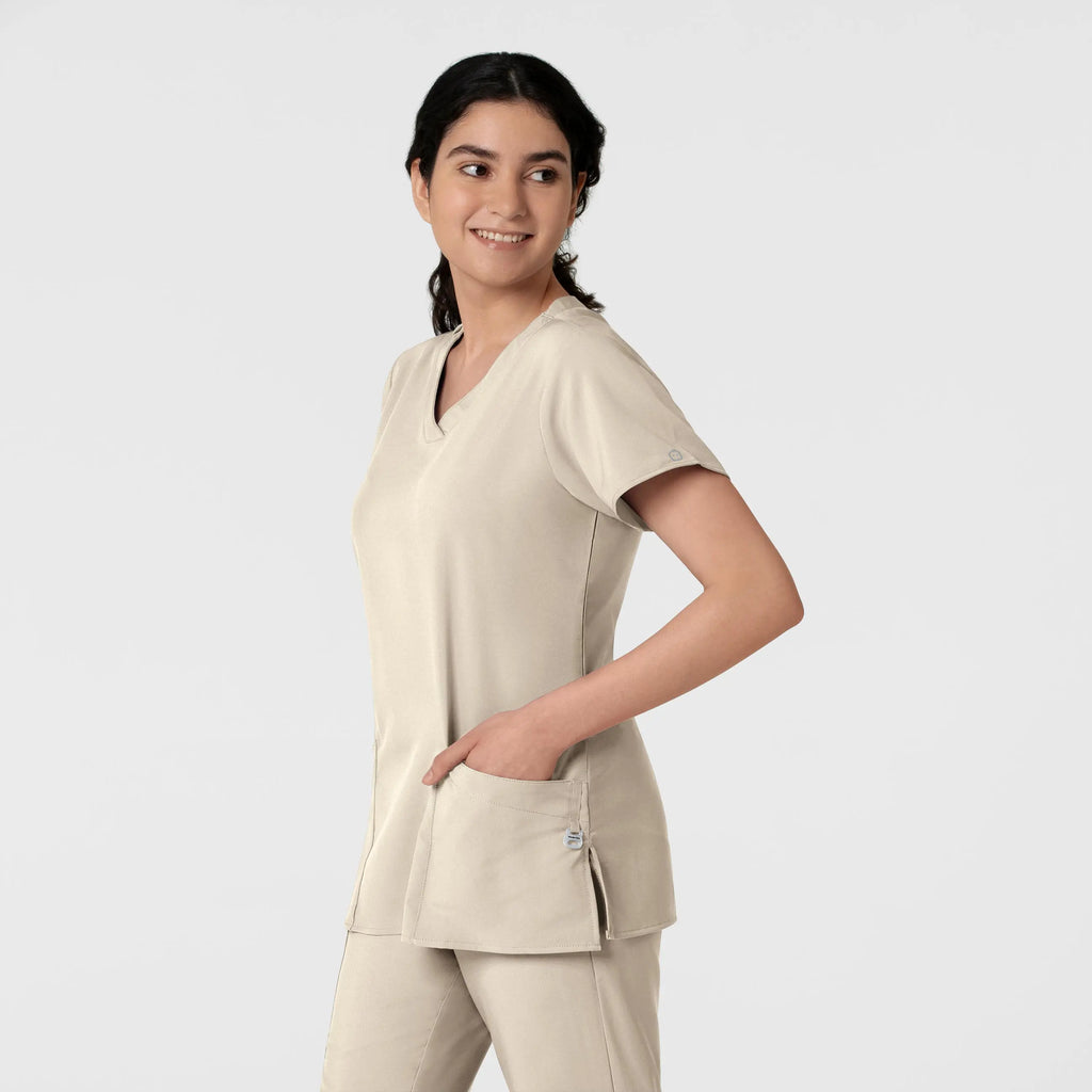 Wink Scrubs Women's Basic V-Neck Scrub Top Khaki | scrub-supply.com