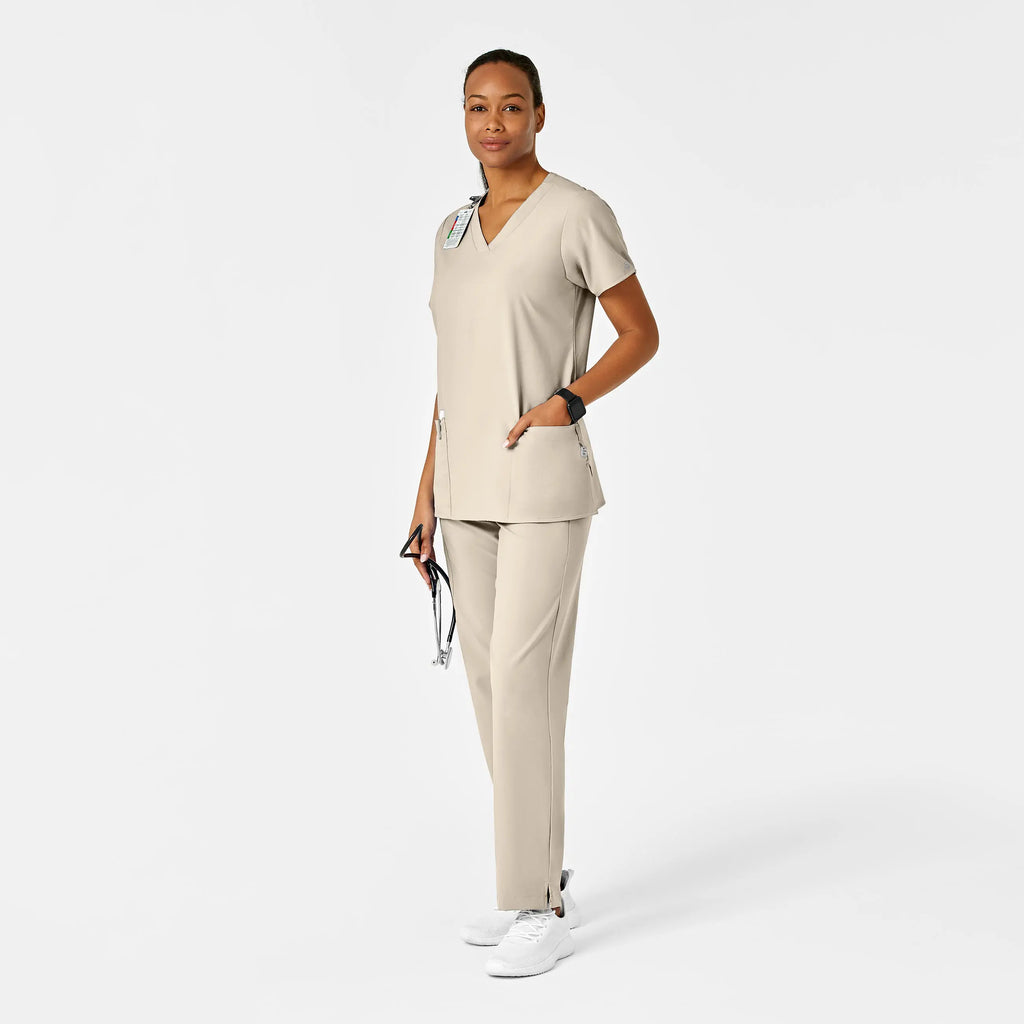 Wink Scrubs Women's Basic V-Neck Scrub Top Khaki | scrub-supply.com