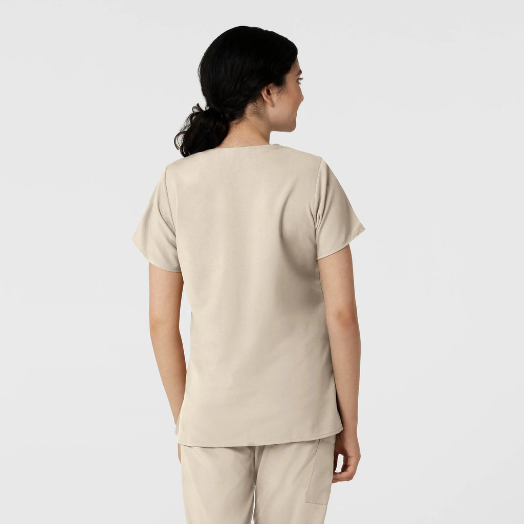 Wink Scrubs Women's Basic V-Neck Scrub Top Khaki | scrub-supply.com