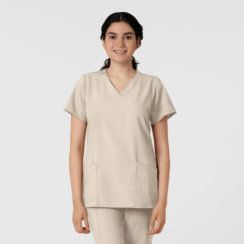 Wink Scrubs Women's Basic V-Neck Scrub Top Khaki | scrub-supply.com