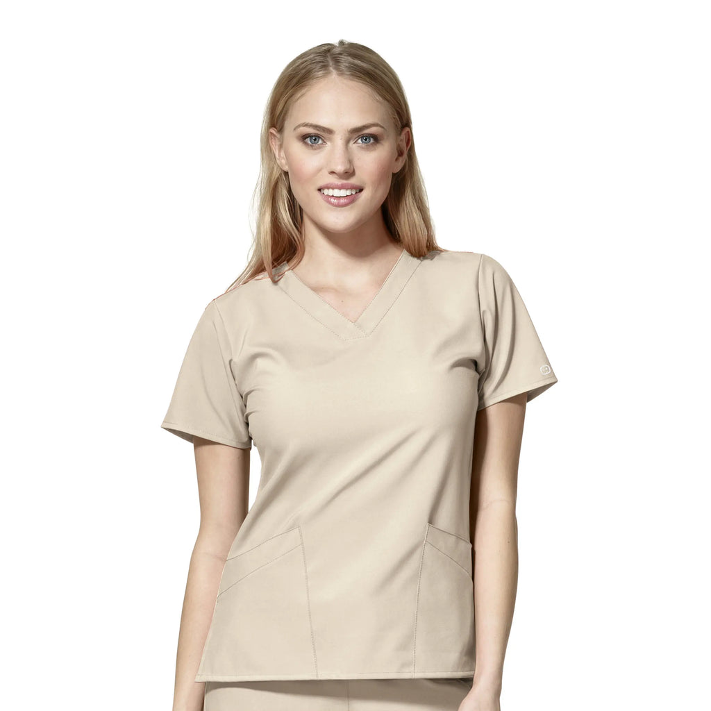 Wink Scrubs Women's Basic V-Neck Scrub Top Khaki | scrub-supply.com