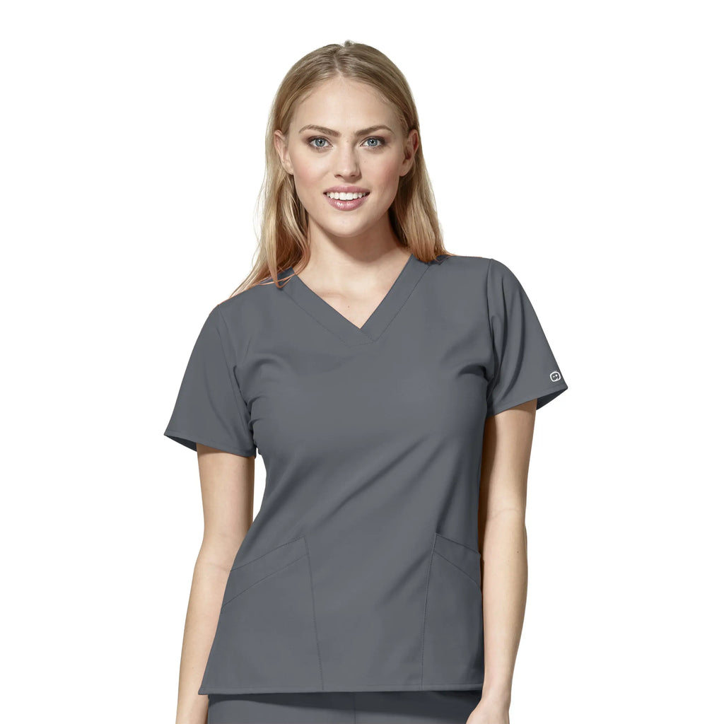 Wink Scrubs Women's Basic V-Neck Scrub Top Pewter | scrub-supply.com