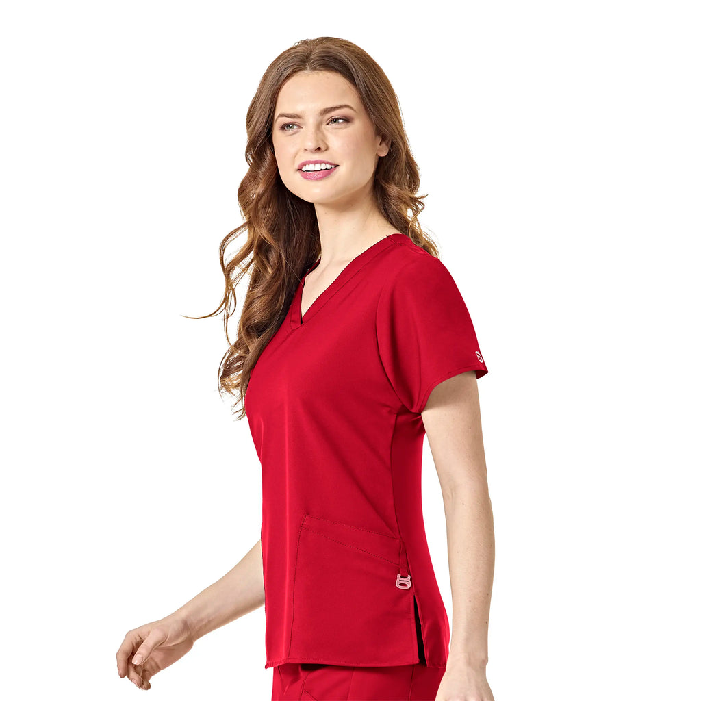 Wink Scrubs Women's Basic V-Neck Scrub Top Red | scrub-supply.com